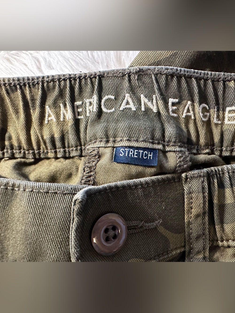 American Eagle Camo Utility Pants Stretch Waist XS Olive Green Cargo Military - Picture 4 of 7